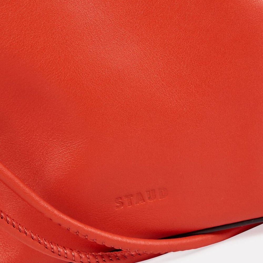 NWT Staud Kiki Ruched Lambskin Leather Bag Blood Orange - Picture 3 of 5